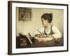 Young Girl Writing at Her Desk with Birds-Henriette Browne-Framed Giclee Print