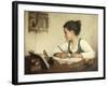 Young Girl Writing at Her Desk with Birds-Henriette Browne-Framed Giclee Print