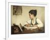 Young Girl Writing at Her Desk with Birds-Henriette Browne-Framed Giclee Print