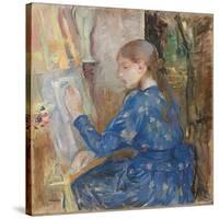 Young Girl Writing; Jeune Fille Ecrivant, 1891 (Oil on Canvas)-Berthe Morisot-Stretched Canvas