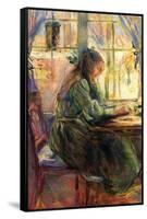 Young Girl Writing-Berthe Morisot-Framed Stretched Canvas