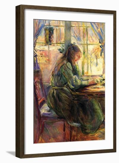 Young Girl Writing-Berthe Morisot-Framed Art Print