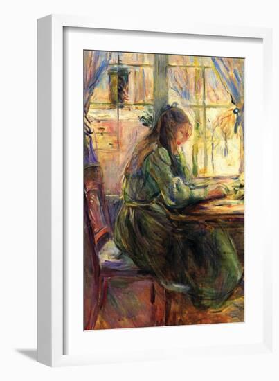 Young Girl Writing-Berthe Morisot-Framed Art Print