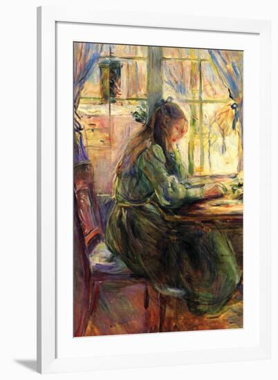 Young Girl Writing-Berthe Morisot-Framed Art Print