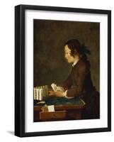 Young Girl (Young Boy?) Building a House of Cards-Jean-Baptiste Simeon Chardin-Framed Giclee Print