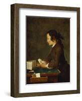 Young Girl (Young Boy?) Building a House of Cards-Jean-Baptiste Simeon Chardin-Framed Giclee Print