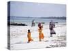 Young Girls and Their Mother Walking Along the Beach, Zanzibar, Tanzania, East Africa, Africa-Yadid Levy-Stretched Canvas