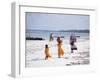 Young Girls and Their Mother Walking Along the Beach, Zanzibar, Tanzania, East Africa, Africa-Yadid Levy-Framed Photographic Print