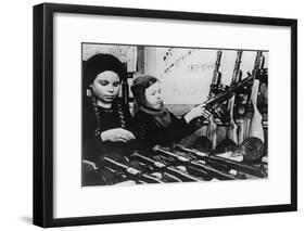 Young Girls Assembling Machine Guns in a Russian Factory, 1943-null-Framed Giclee Print