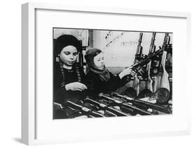 Young Girls Assembling Machine Guns in a Russian Factory, 1943-null-Framed Giclee Print