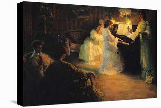 Young Girls at a Piano, 1906-Gabriel Deluc-Stretched Canvas