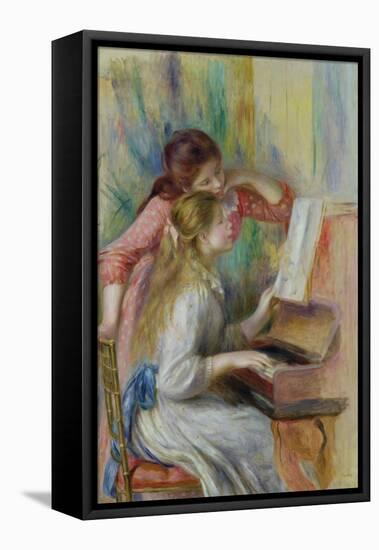 Young Girls at the Piano, circa 1890-Pierre-Auguste Renoir-Framed Stretched Canvas