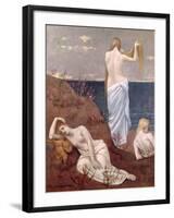 Young Girls by the Sea, Before 1894-Pierre Puvis de Chavannes-Framed Giclee Print