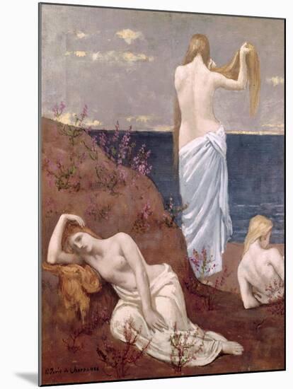 Young Girls by the Sea, Before 1894-Pierre Puvis de Chavannes-Mounted Giclee Print