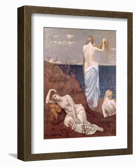 Young Girls by the Sea, Before 1894-Pierre Puvis de Chavannes-Framed Giclee Print