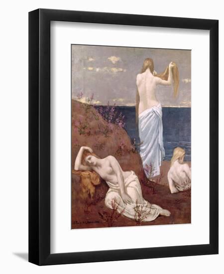 Young Girls by the Sea, Before 1894-Pierre Puvis de Chavannes-Framed Giclee Print