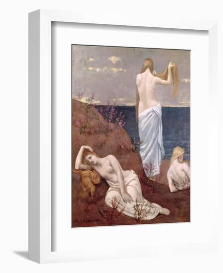Young Girls by the Sea, Before 1894-Pierre Puvis de Chavannes-Framed Giclee Print