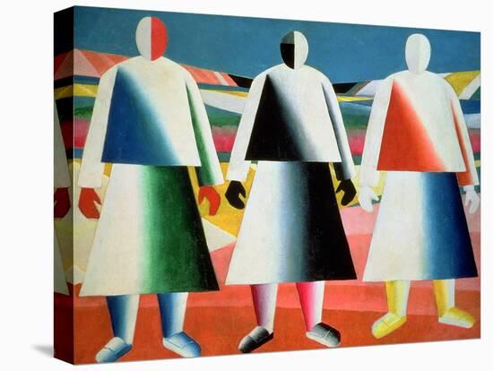 Young Girls in a Field, 1928-32-Kasimir Malevich-Stretched Canvas