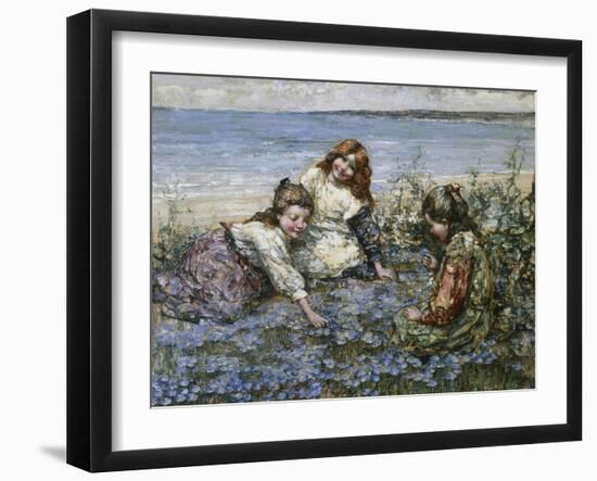 Young Girls in a Field of Cornflowers-Edward Atkinson Hornel-Framed Giclee Print