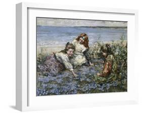 Young Girls in a Field of Cornflowers-Edward Atkinson Hornel-Framed Giclee Print