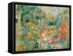 Young Girls in the Garden at Montmartre, 1893-95-Pierre-Auguste Renoir-Framed Stretched Canvas