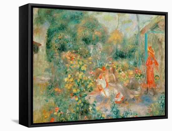 Young Girls in the Garden at Montmartre, 1893-95-Pierre-Auguste Renoir-Framed Stretched Canvas