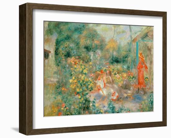 Young Girls in the Garden at Montmartre, 1893-95-Pierre-Auguste Renoir-Framed Giclee Print