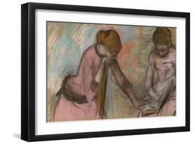 Young Girls Looking at an Album, C.1884-Edgar Degas-Framed Giclee Print