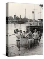 Young Girls of the Sophie Germain High School in Paris Getting their Canoe Out of the Water-null-Stretched Canvas