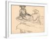 Young Girls on a Boat (Pencil on Paper)-Claude Monet-Framed Giclee Print