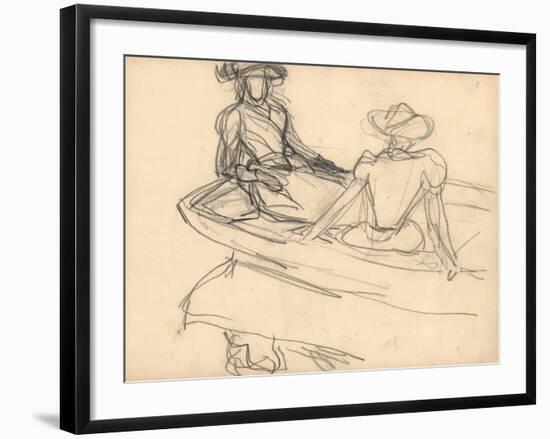 Young Girls on a Boat (Pencil on Paper)-Claude Monet-Framed Giclee Print