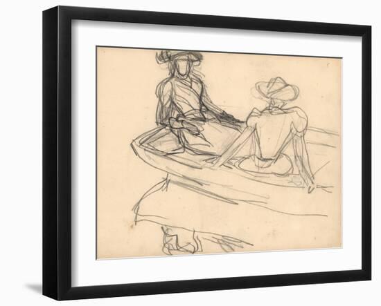 Young Girls on a Boat (Pencil on Paper)-Claude Monet-Framed Giclee Print