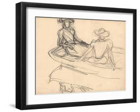 Young Girls on a Boat (Pencil on Paper)-Claude Monet-Framed Giclee Print