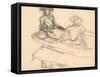 Young Girls on a Boat (Pencil on Paper)-Claude Monet-Framed Stretched Canvas