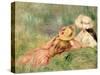 Young Girls on the River Bank-Pierre-Auguste Renoir-Stretched Canvas