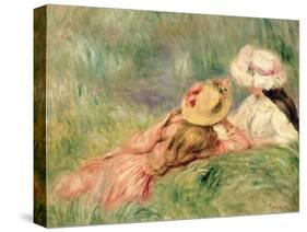 Young Girls on the River Bank-Pierre-Auguste Renoir-Stretched Canvas