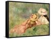Young Girls on the River Bank-Pierre-Auguste Renoir-Framed Stretched Canvas