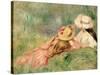 Young Girls on the River Bank-Pierre-Auguste Renoir-Stretched Canvas