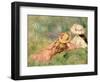 Young Girls on the River Bank-Pierre-Auguste Renoir-Framed Premium Giclee Print