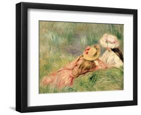 Young Girls on the River Bank-Pierre-Auguste Renoir-Framed Premium Giclee Print