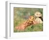 Young Girls on the River Bank-Pierre-Auguste Renoir-Framed Premium Giclee Print