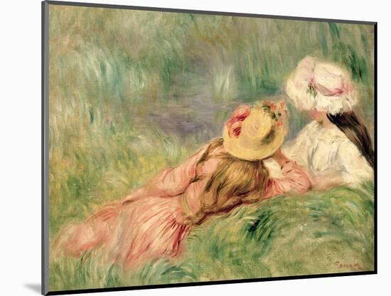 Young Girls on the River Bank-Pierre-Auguste Renoir-Mounted Premium Giclee Print