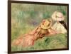 Young Girls on the River Bank-Pierre-Auguste Renoir-Framed Premium Giclee Print