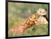 Young Girls on the River Bank-Pierre-Auguste Renoir-Framed Premium Giclee Print