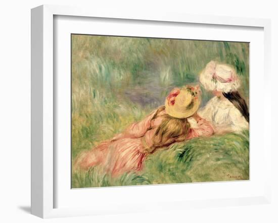 Young Girls on the River Bank-Pierre-Auguste Renoir-Framed Giclee Print