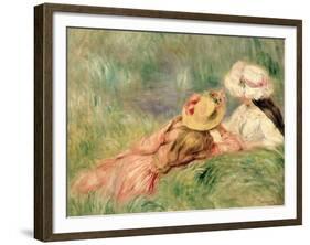 Young Girls on the River Bank-Pierre-Auguste Renoir-Framed Giclee Print