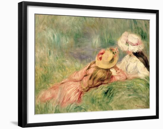 Young Girls on the River Bank-Pierre-Auguste Renoir-Framed Giclee Print