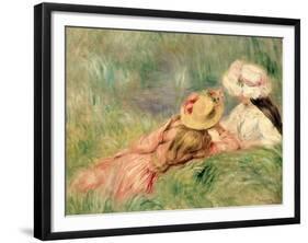 Young Girls on the River Bank-Pierre-Auguste Renoir-Framed Giclee Print