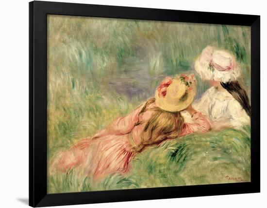 Young Girls on the River Bank-Pierre-Auguste Renoir-Framed Giclee Print