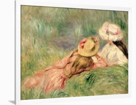 Young Girls on the River Bank-Pierre-Auguste Renoir-Framed Giclee Print